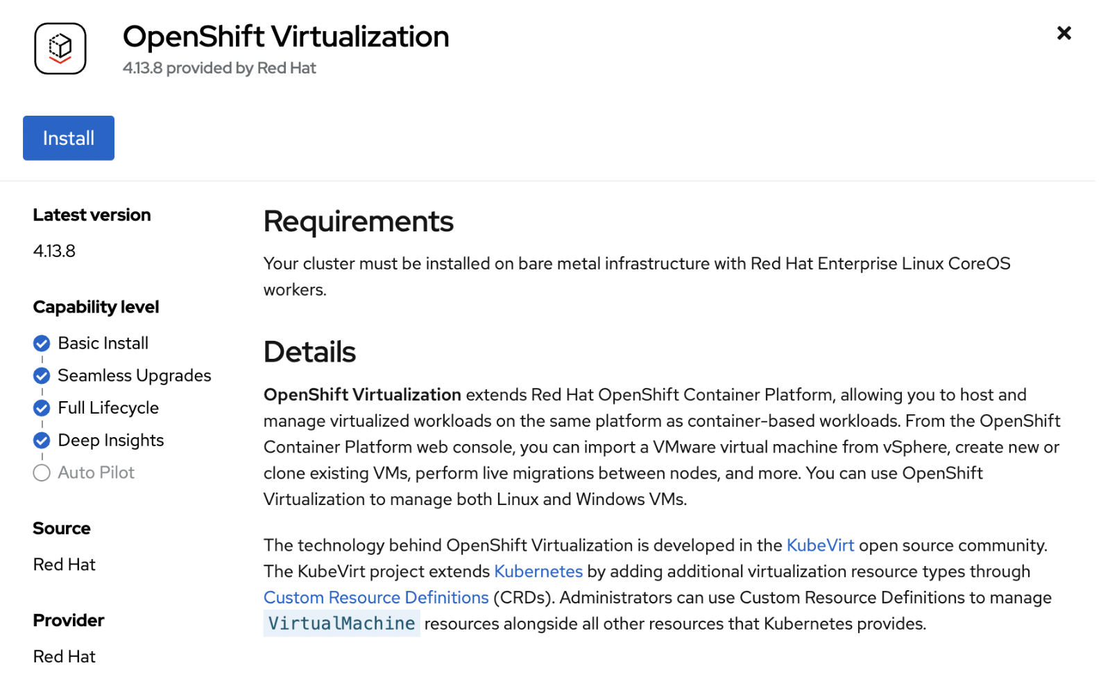 OpenShift Virt Operator install 